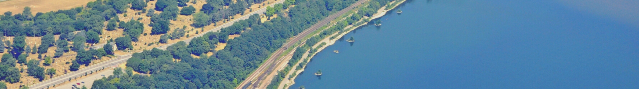 Aerial shot of lakeside